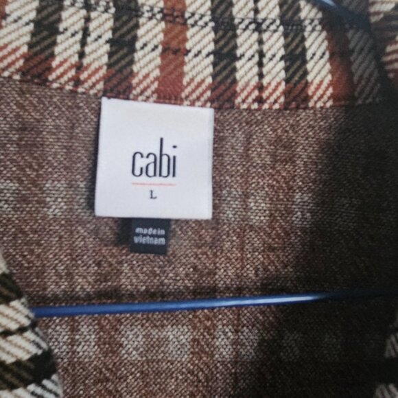 Cabi Jazzy Toffee Plaid Rust Ivory Black Jacket Size L - Picture 6 of 8